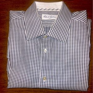 Robert Graham Long sleeve dress shirt black and white gingham pattern, X-Large